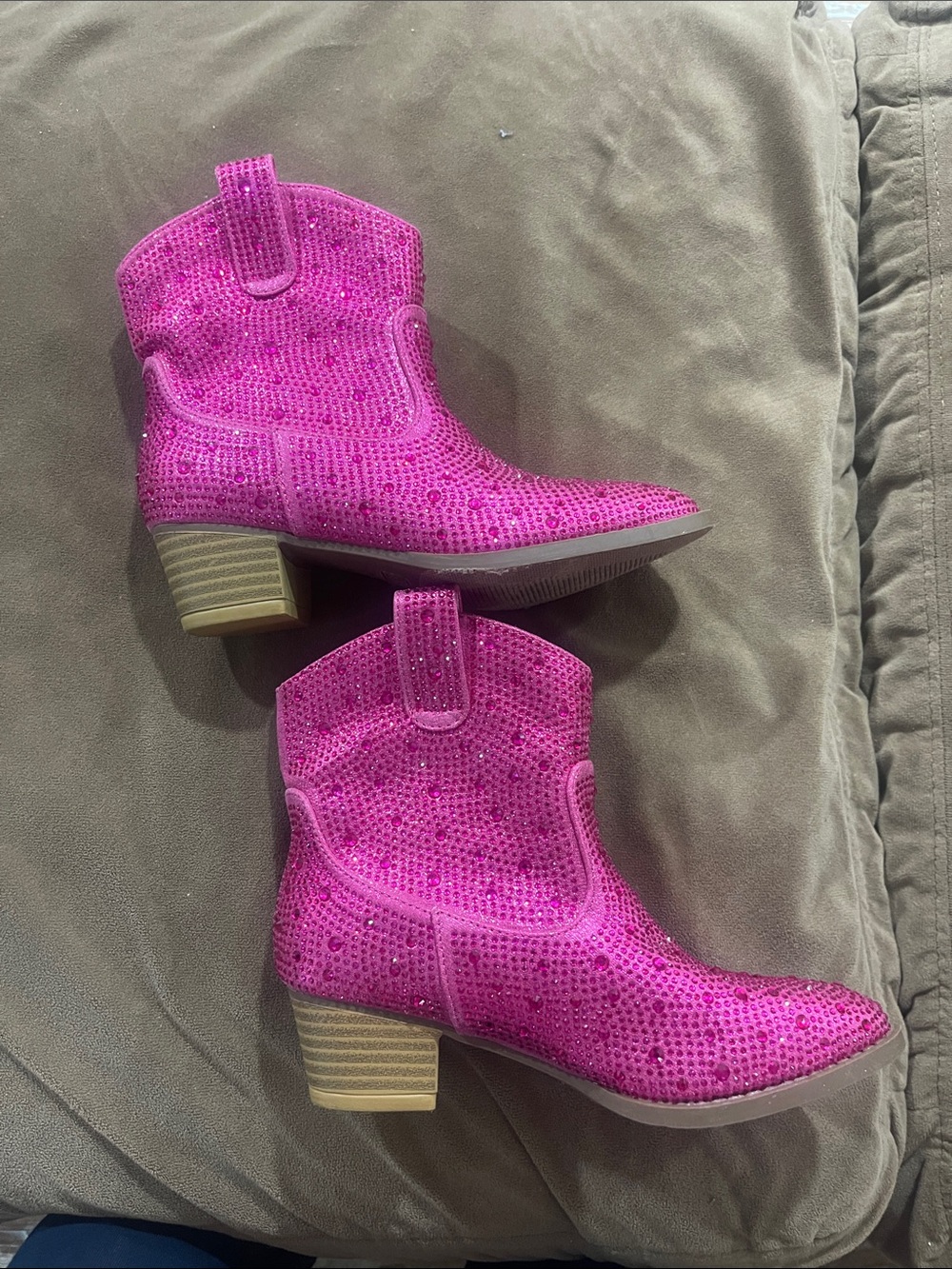 Link Kids Pink Sequin Western Ankle Boots